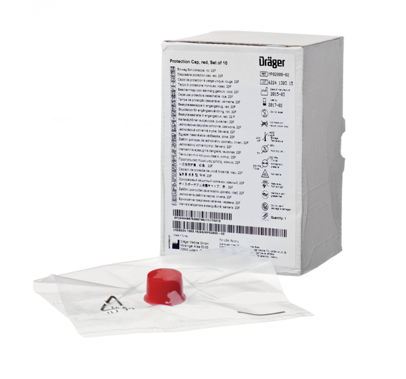 Dräger Protection Caps for Disposable Breathing Hoses, Red, Set of 10
